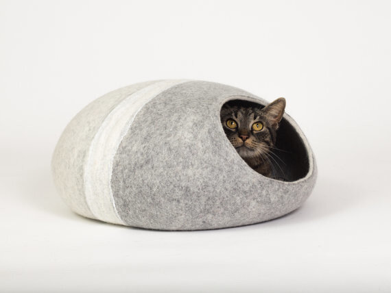 cement Negen Uitdrukkelijk Kattenmand vilt Streep - lichtgrijs - CatDesignStore